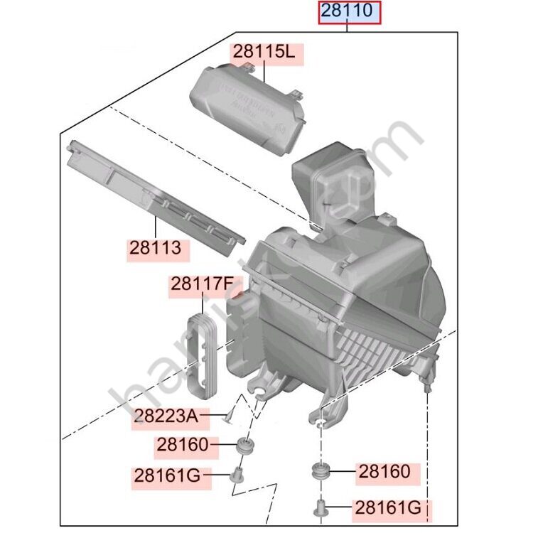 КОРПУС ВОЗДУШНОГО ФИЛЬТРА НА HYUNDAI GRANDEUR IG РЕСТАЙЛИНГ 28110F6400