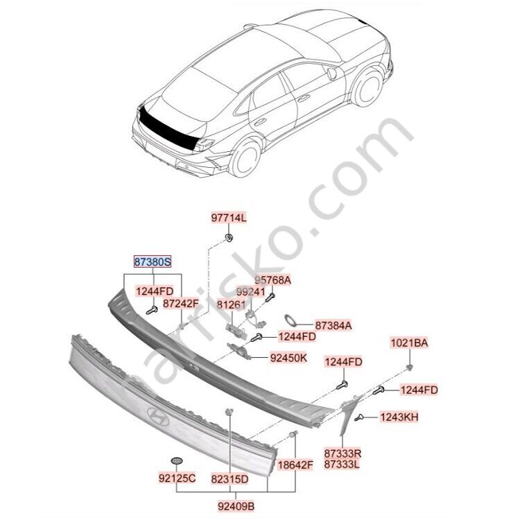 МОЛДИНГ КРЫШКИ БАГАЖНИКА НА HYUNDAI SONATA DN8 РЕСТАЙЛИНГ 87380L1500W6H