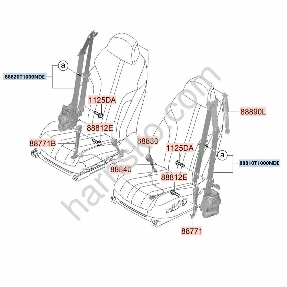 РЕМЕНЬ БЕЗОПАСНОСТИ ПЕРЕДНИЙ ЛЕВЫЙ НА GENESIS G80 RG3 88810T1000NDE