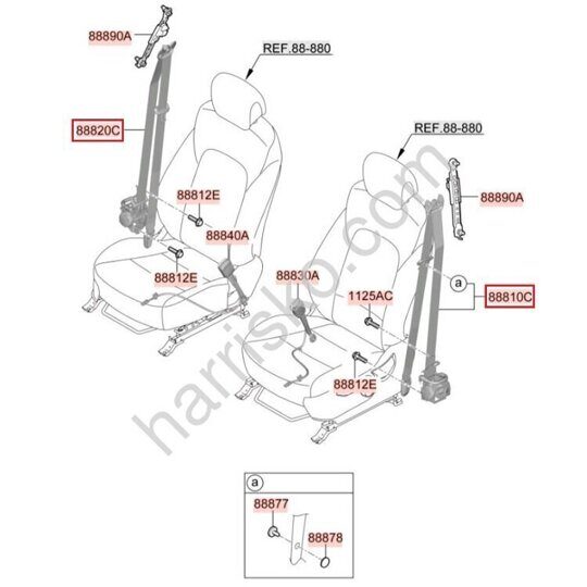 РЕМЕНЬ БЕЗОПАСНОСТИ ЛЕВЫЙ НА HYUNDAI SANTAFE MX5 88810P6000NNB