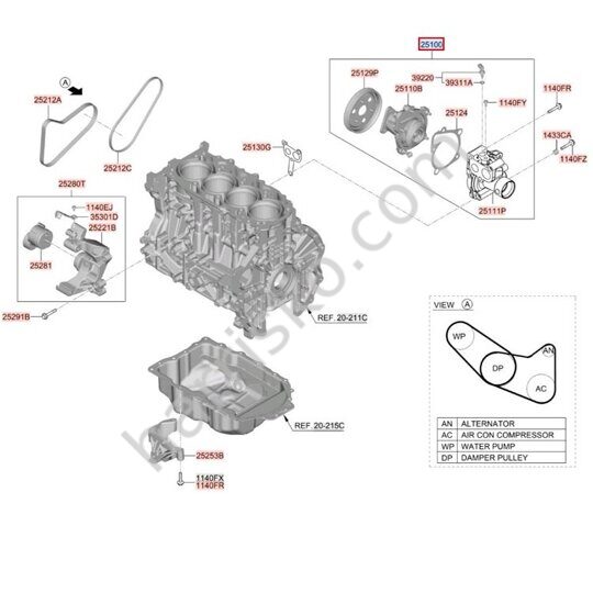 НАСОС ВОДЯНОЙ НА HYUNDAI GRANDEUR IG РЕСТАЙЛИНГ 251002S050