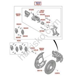 СУППОРТ ТОРМОЗНОЙ ЗАДНИЙ ЛЕВЫЙ НА HYUNDAI SANTAFE MX5 58210P4300