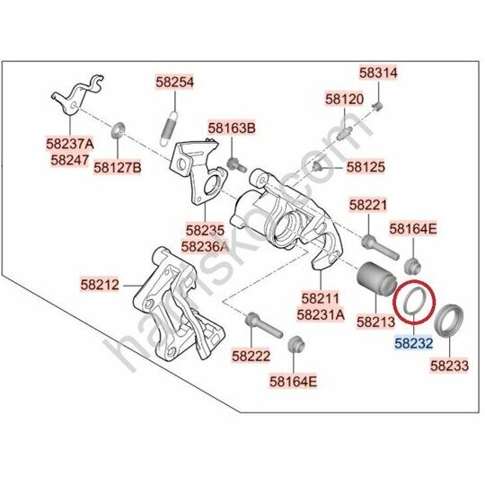 САЛЬНИК ЗАДНЕГО СУППОРТА НА HYUNDAI/KIA 582321H000