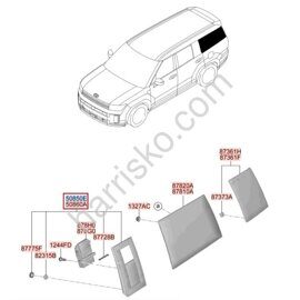 НАКЛАДКА ЗАДНЕГО БОКОВОГО ОКНА ЛЕВАЯ НА HYUNDAI SANTAFE MX5 878A0P6120TC5