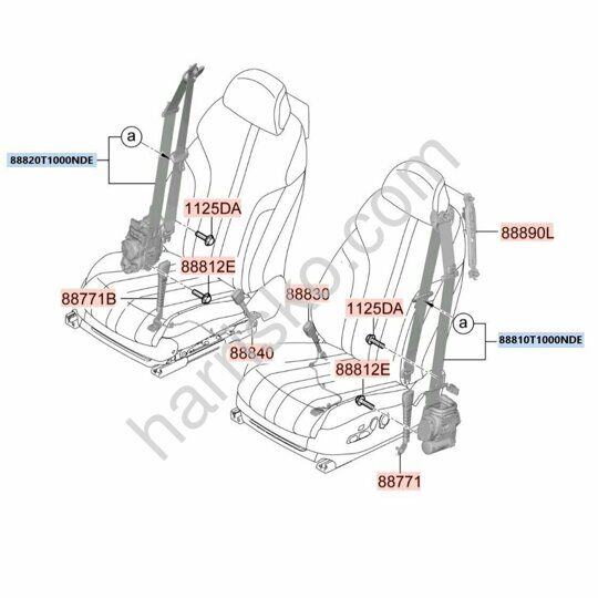 РЕМЕНЬ БЕЗОПАСНОСТИ ПЕРЕДНИЙ ЛЕВЫЙ НА GENESIS G80 RG3 88810T1000NDE