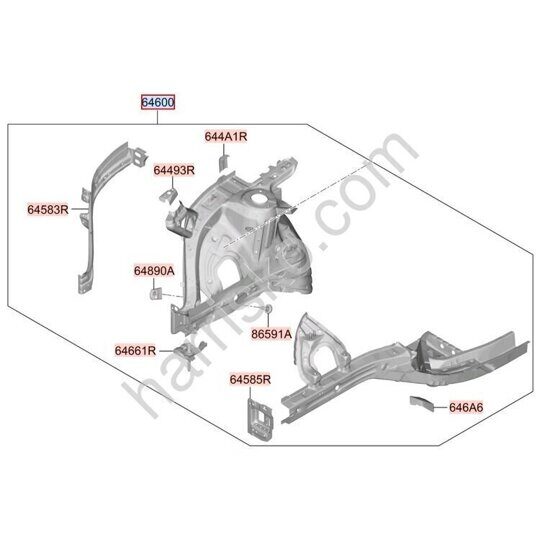 ЛОНЖЕРОН ПРАВЫЙ НА HYUNDAI SANTAFE MX5 64600P6000